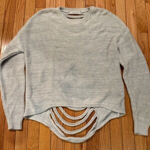 Light Gray Sweater Cutout back summer sweater beach cover